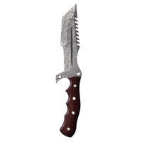 Couteau de chasse professionnel artisanal en acier Damas, lame dentelée, pointe tombante, manche robuste, utilitaire extérieur, camping, combat