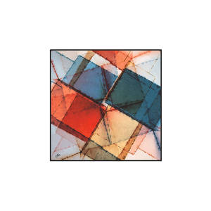 Blue <b>Red</b> Polyester Twill Geometric Pattern Square <b>Scarf</b> - Product Image 1