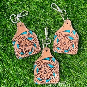 Porte-clés en cuir taillé sculpté à la main Porte-clés en cuir de forme exotique mignon Accessoires en cuir taillé Porte-clés mignons pour unisexe - Product Image 1