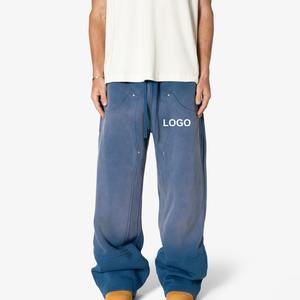 2026 Pantalon de jogging pour homme, coupe large, en molleton de coton, délavé à l'acide, style sportif robuste - Product Image 1