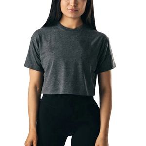 Nueva camiseta recortada de manga corta para mujer, Camiseta corta sencilla y sólida a la moda para mujer, camiseta informal de verano personalizada para mujer - Product Image 6