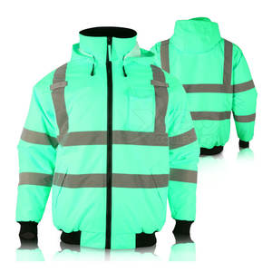 เสื้อขนแกะโพลีเอสเตอร์100% มีฮู้ดสำหรับผู้ชายเสื้อมีฮู้ด Hi VIS สะท้อนแสงสำหรับฤดูหนาว - Product Image 4