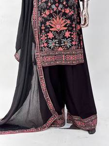 Ensemble de costume de fête en soie prêt à l'emploi de Style traditionnel Chinon brodé Salwar Kameez et Dupatta vêtements indiens et pakistanais - Product Image 4