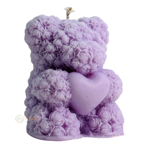 Bougie de cire de soja en forme d'ours en peluche rose faite à la main bougie de cire parfumée romantique pour les vacances pour la décoration de la Saint-Valentin de la douche de bébé - Product Image 4