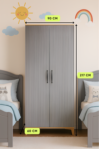 Armoire Arion Kids Ege à 2 portes, moderne et simple, en MDF, avec pieds en bois, pour le rangement des adolescents - Product Image 2