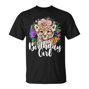 Camiseta de Cumpleaños con Estampado Floral de Animales del Zoológico para Niñas, Camiseta Promocional de Cumpleaños con Estampado de Guepardo para Niñas - Product Image 1