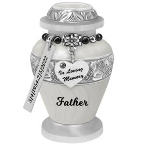 Urna Conmemorativa Blanca con Remolino, Opción de Grabado con Dijes de Amor, Incluye Bolsa Protectora, Envío Rápido, Urnas Funerarias de Aluminio - Product Image 6
