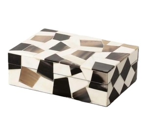 Caja de almacenamiento organizadora de joyería con diseño de resina de cuerno y remolino natural, caja decorativa personalizada para sala de estar y granja al mejor precio - Product Image 1