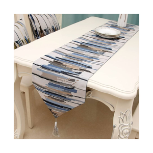 Chemin de table élégant marron numérique 72 pouces certifié GOTS 100% coton brodé lin lavable écologique pour la décoration moderne - Product Image 4