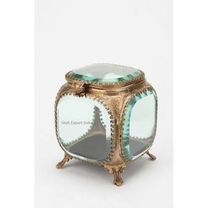 Boîte à bijoux en verre Royal Look, cadre en laiton doré antique, boîte de rangement et de présentation, boîte à bijoux en verre biseauté pour bagues, boucles d'oreilles, colliers - Product Image 5