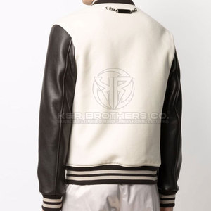 Fashionable Men Leather Sleeves Varsity <b>Jacket</b> Classic <b>Baseball</b> <b>Bomber</b> <b>Jacket</b> for Winter and Daily Wear - Product Image 4
