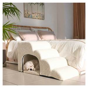 [AllmioPet] Escaleras para Mascotas de Interior, 4 Escalones, Color Marfil, AMP C4 IV, 3 en 1, Estilo Cueva, Tela Suave Tipo Nube, Escalera para Perros, Gatos, Cachorros y Gatitos - Product Image 4