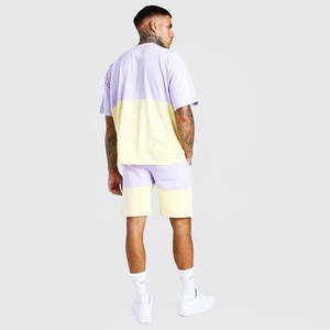 Chándal deportivo informal de talla grande para hombre OEM, conjuntos cortos dobles con estampado personalizado de poliéster transpirable de alta calidad para tops activos - Product Image 4