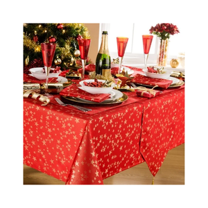Christmas Printed Cotton Linen 60x90 Inches 180 GSM GOTS Certified <b>Tablecloth</b> Square Scenic Pattern Classic Style Washable Home - Product Image 3