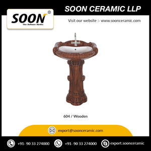 Lavabo sur pied en céramique de style fantaisie de qualité d'exportation indienne pour salle de bain et salon - Product Image 4