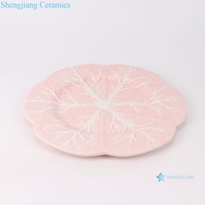RXBW03-B-C-13inch Assiette de vaisselle en céramique rose <span class=keywords><strong>et</strong></span> blanche de haute qualité motif Bok Choy en Stock pour la cuisine de cadeaux de fête de mariage - Product Image 4