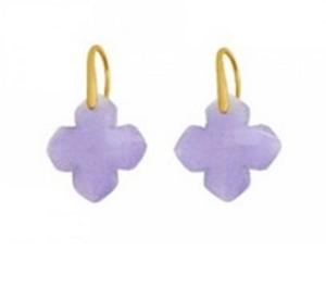 Pendientes con forma de trébol de plata de ley 925, Gema de Calcedonia de lavanda, novedad - Product Image 1