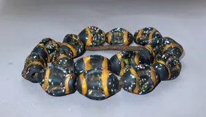 Cuentas gruesas de cristal hechas a mano, negro, rojo, blanco, moteado, Popular de Nepal, accesorios para hacer joyas ovaladas, tiras rojas, cuentas sueltas - Product Image 2