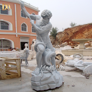 Grande Statua di Atlante in Marmo Greco, Scultura Mitologica in Pietra Intagliata a Mano per Decorazione Esterna di Ville e Giardini - Product Image 4