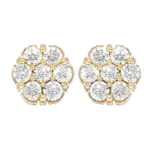 Beautiful and Luxury Jewelry Making Gold Plated Rhodium IGL Certified VVS 4 CTS Moissanite Cluster Diamond Earring