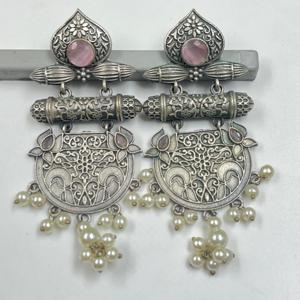 Pendientes Colgantes de Plata Oxidada Estilo Bohemio con Bisel para Boda, Regalo para Mujer - Product Image 4