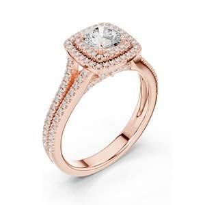 Bague de fiançailles pour femme avec halo de diamants de laboratoire ronds de 1,388 carats, clarté VVS-VS EF, or 18 carats, 14 carats, 10 carats et argent 925, rose - Product Image 4