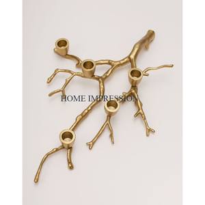 Aluminum Gold Color Wedding Decorative Candle Holders 2 Arms Tall <b>Large</b> Candlestick Home Decor Indoor Candle Holders for Sale - Product Image 4