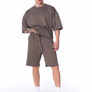 Nuevo conjunto Vintage lavado de alta calidad de verano de pantalones cortos de manga corta para hombres 100% conjunto de gran tamaño de algodón para hombres impresos - Product Image 2