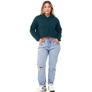 Bella Canvas Womens Drawstring Blend Basic Cropped Fleece Pullover Hoodie - Product Image 4