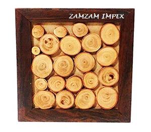 Ensemble de sous-verres en bois fabriqués à la main avec incrustation de tranches d'arbre naturelles tapis de boisson carrés pour le thé, le café et la protection de table à la maison - Product Image 3