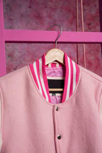 Custom Logo Embossed Windproof Varsity Jacket Regular Leather Baseball Letterman for Kids Men Women Toddlers <b>Black</b> Wool Satin - Product Image 3