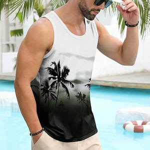 Camisetas sin mangas de secado rápido informales personalizadas para hombre para entrenamiento físico, deportes, correr, ropa de playa, camisetas con estampado de sublimación - Product Image 3