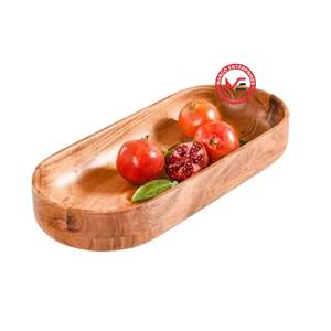 ถาดไม้ธรรมชาติทำมือสำหรับเสิร์ฟผลไม้ สลัด ของว่าง ตกแต่งครัวและโต๊ะอาหาร - Product Image 1