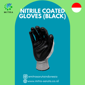 Mitra Saruta Indonesia Guantes de seguridad con revestimiento de nitrilo calibre 13 Negro Blanco XL Tamaño Impermeable Antideslizante Resistente a productos químicos - Product Image 1