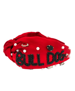 ที่คาดผม Woof/วันเกมประดับด้วยไข่มุกเม็ดพลอยเทียม/สีแดงสีดำ/ของขวัญสำหรับ SIC EM Bulldog Dawgs ของเธอ - Product Image 1