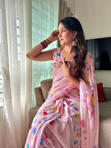 Meilleur prix pour un sari en faux georgette non cousu, imprimé, pièce de chemisier, travail de broderie, tenue traditionnelle indienne, fête, femme, toutes saisons - Product Image 5