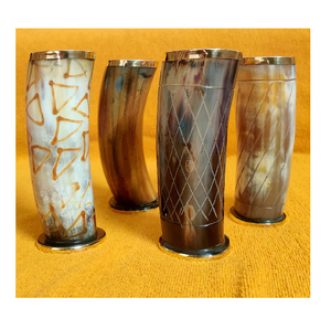 แก้วบัฟฟาโลฮอร์นแก้วดื่มแบบไวกิ้งแก้ว/แก้วฮอร์นเบียร์วัว/แก้วขอบทองเหลืองพร้อมงานฝีมือสุดหรู - Product Image 3