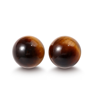Boucles d'oreilles rondes en œil de tigre naturel Jeulia Burst of Courage - Product Image 1