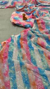 Party Wear Georgette Impreso Saree Con Secuencia De Trabajo - Product Image 4