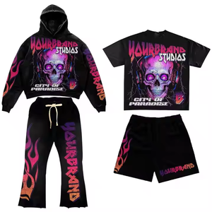 Ensemble survêtement décontracté d'hiver personnalisé pour homme, 3D, avec sweat à capuche superposé et pantalon de jogging, ourlet brut, motif graphique, vente en gros - Product Image 3