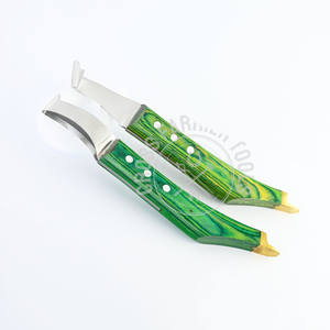 Juego de herramientas veterinarias de dos selecciones a granel con cuchillo de pezuña reutilizable gancho de bucle mango de madera verde herradura selección suministro veterinario - Product Image 5