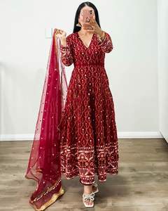 Robe traditionnelle indienne pakistanaise Georgette Salwar Kameez Anarkali Style cousu pour les femmes prix de gros robe Bollywood - Product Image 5