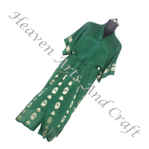 KL006 Hermoso Vintage Sari Kimono Bata Larga Vintage Verano Estampado Floral Bohemio de Gran Tamaño Manga Larga Vacaciones Vintage - Product Image 6