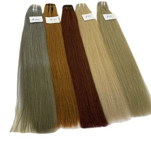 Extensions de cheveux russes de qualité supérieure, à cuticules alignées, Remy vierge, trame plate, couleur personnalisée, Double paquet de cheveux dessinés - Product Image 1