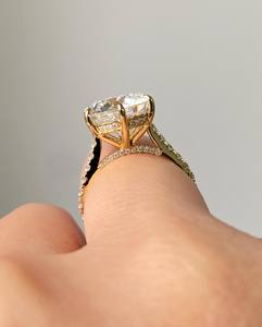 Anillo de boda de joyería fina de oro macizo de 18 quilates, anillo de compromiso de halo de diamante cultivado en laboratorio de corte redondo de 4,01 CT, regalo de ocasión de fiesta para amantes - Product Image 2