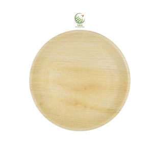 Vaisselle jetable en papier de bambou biodégradable de la meilleure qualité Assiettes rondes en feuille de palmier pour service de nourriture de mariage et de fête en vente - Product Image 1