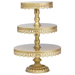 Support à gâteau en métal design en dentelle à trois niveaux support à gâteau tasse ronde pour anniversaire de mariage fête d'anniversaire hôtel par Decor impex - Product Image 6