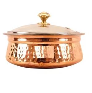 Cazuela redonda cálida de Metal de Color plateado de tendencia, plato de latón para servir comida, olla caliente, estuche caliente - Product Image 4