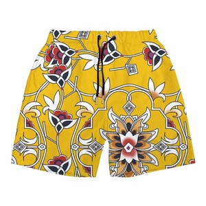 Yellow-Color Plus-Size Loose-Swim Trunks Custom Logo Personalized-Fashion Beach Multi-Style Polyester <b>Men</b> Street Wear <b>Shorts</b> - Product Image 1