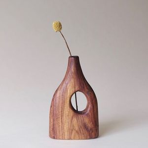 Jarrón de flores rústico de madera, ideal para flores artificiales, elegantes macetas que mejoran la decoración del estante de la sala de estar - Product Image 1